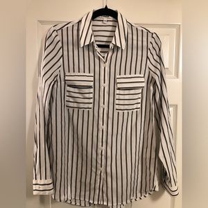 Express Women’s Portofino Dress Shirt Button Down Top with Stripes size Small